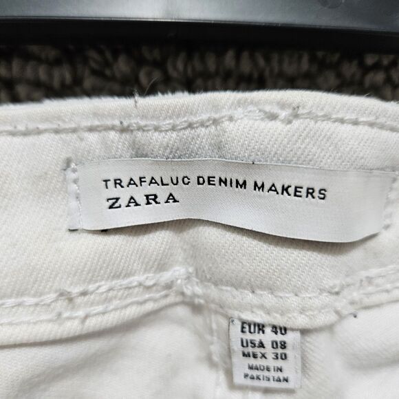 ZARA Women's White Ripped Low Rise Denim Skinny Jeans Size 8 - Picture 4 of 11